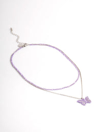 Purple Multi-Row Butterfly Necklace - link has visual effect only