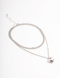 Rhodium Puffy Heart Multi-Necklace - link has visual effect only