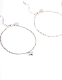 Rhodium Puffy Heart Multi Anklet - link has visual effect only