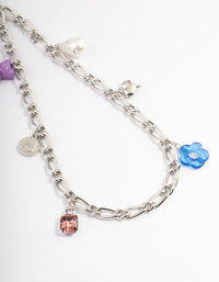 Rhodium Multi Charm Phone Strap - link has visual effect only