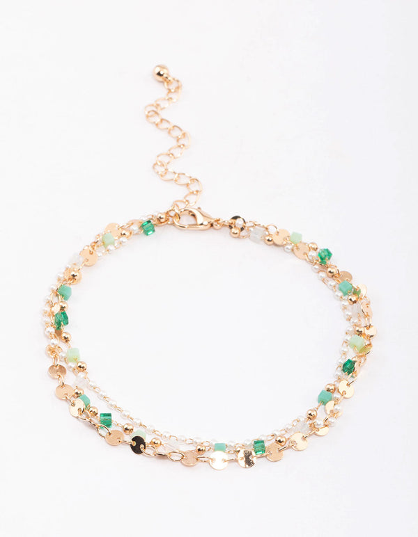 Gold Bead & Pearl Anklet Pack