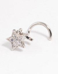 Rhodium Surgical Steel Star Charm Nose Stud - link has visual effect only