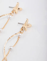 Gold Butterfly Pearl Twisted Drop Earrings - link has visual effect only