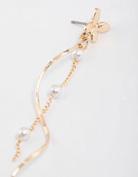 Gold Butterfly Pearl Twisted Drop Earrings - link has visual effect only