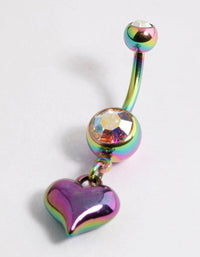 Purple Coated Surgical Steel Heart Belly Ring - link has visual effect only