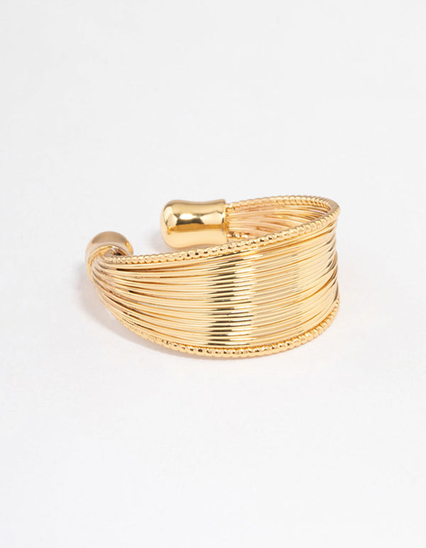 Gold Plated Textured Row Ring