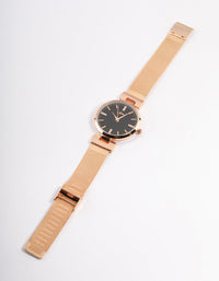 Rose Gold Bulk Trio Crystal Mesh Watch - link has visual effect only