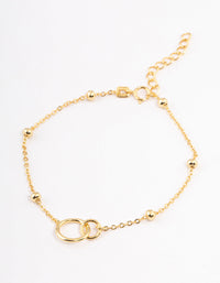 Gold Plated Sterling Silver Linked Circle Bracelet - link has visual effect only