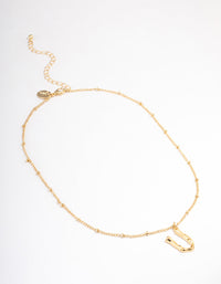 Letter 'U' Gold Plated Bamboo Initial Necklace - link has visual effect only