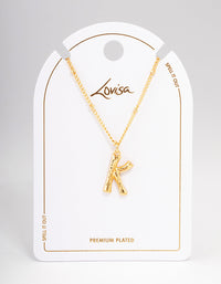 Letter 'K' Gold Plated Bamboo Initial Necklace - link has visual effect only