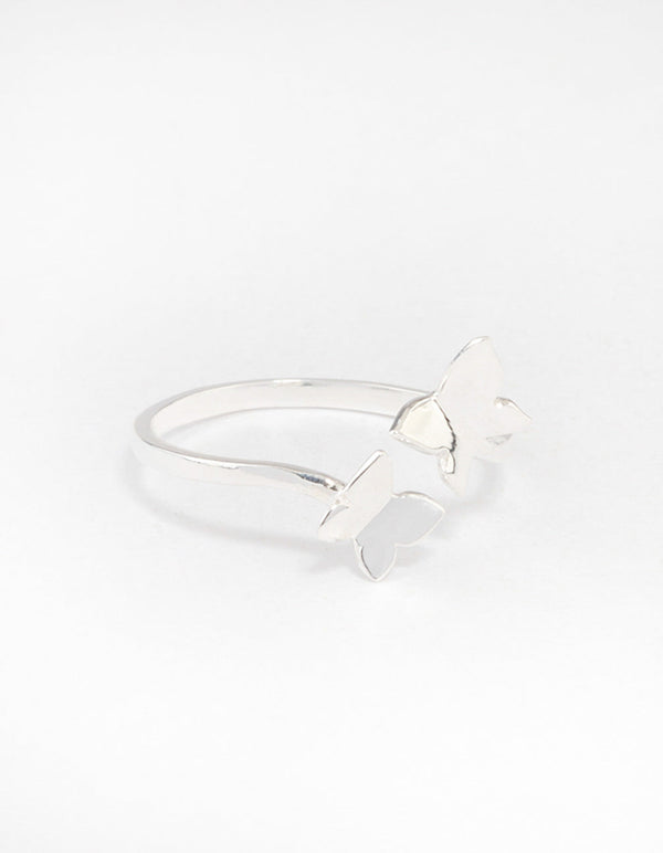 Sterling Silver Double Butterfly Ring