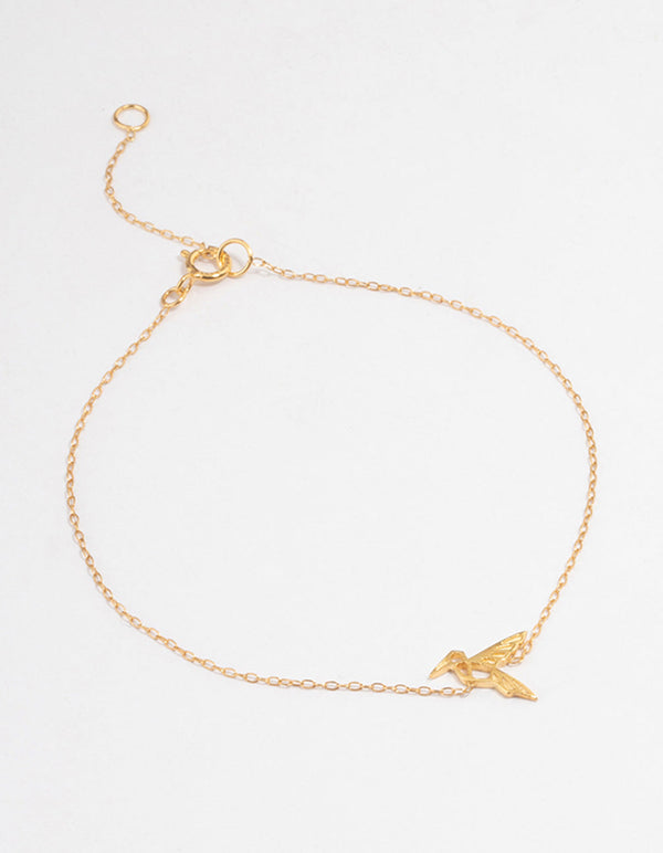 Gold Plated Sterling Silver Origami Bird Bracelet