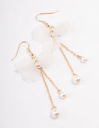 White Dainty Petal Pearl Drop Earrings - link has visual effect only