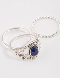 Antique Silver Oval Ornate & Twisted Ring Pack - link has visual effect only