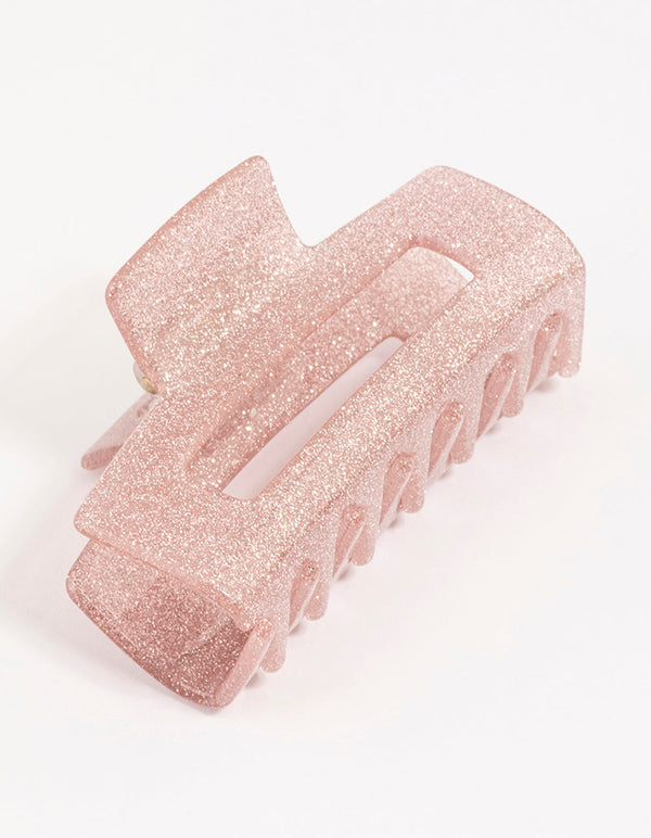 Plastic Pink Glitter Claw Clip