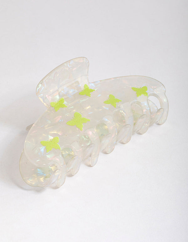 Clear Marble Butterfly Print Acrylic Claw Clip
