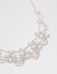Silver Pearl Diamamte Hair Chain - link has visual effect only