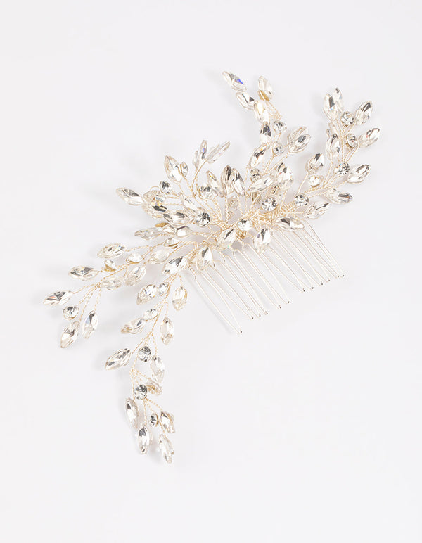 Silver Large Marquise Hair Comb