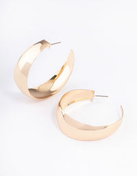 Gold Smooth Thick Hoop Earrings - link has visual effect only