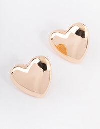 Gold Smooth Heart Stud Earrings - link has visual effect only