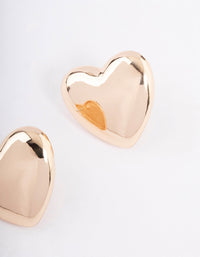 Gold Smooth Heart Stud Earrings - link has visual effect only