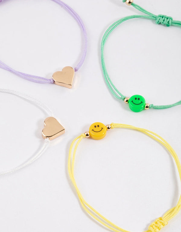 ASOS DESIGN pack of 4 friendship bracelets in purple and gold tone | ASOS