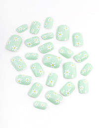 Tweens Mint Daisy Press On Nails - link has visual effect only