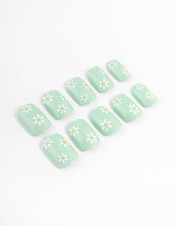 Tweens Mint Daisy Press On Nails