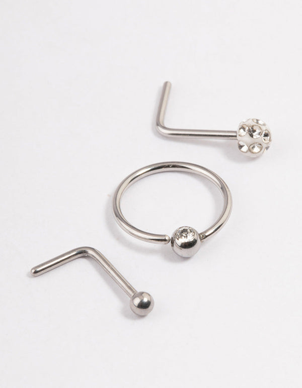 Surgical Steel Pave Ball Nose Stud Pack