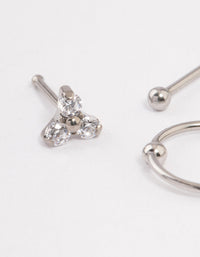 Surgical Steel Cubic Zirconia Flower Nose Ring Pack - link has visual effect only