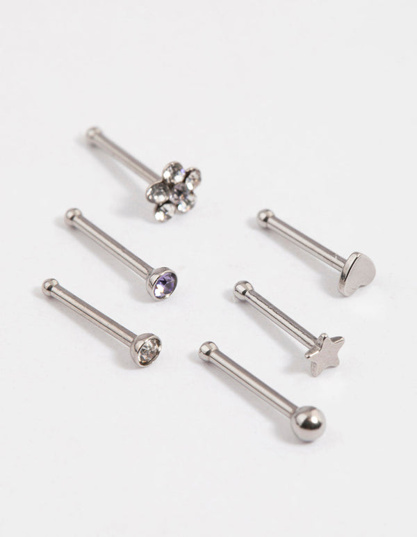 Surgical Steel Flower & Star Nose 6-Pack