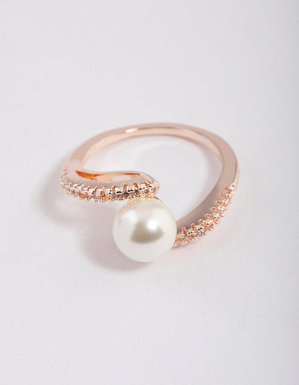 Rose Gold Plated Wrapped Pearl Ring