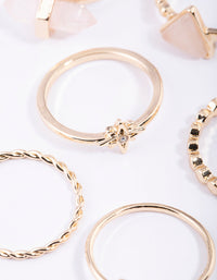 Gold Rose Quartz Skinny Ring Pack - link has visual effect only