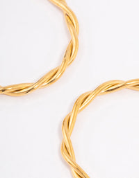 Gold Plated Stainless Steel Medium Thin Twisted Hoop Earrings - link has visual effect only