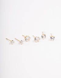 Gold Plated Stainless Steel Star & Heart Stud Earrings Pack - link has visual effect only