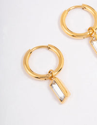 Gold Plated Stainless Steel Classic Baguette Huggie Earrings - link has visual effect only