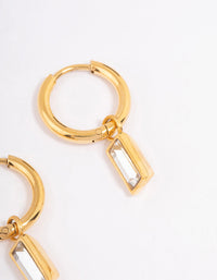 Gold Plated Stainless Steel Classic Baguette Huggie Earrings - link has visual effect only