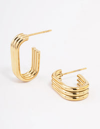 Gold Plated Stainless Steel Trio Oval Huggie Earrings - link has visual effect only