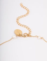 Gold Plated Stainless Steel Freshwater Pearl Station Coin Necklace - link has visual effect only