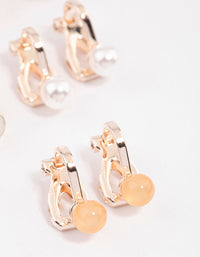 Rose Gold Pretty Garden Clip On Earrings 5-Pack - link has visual effect only