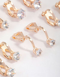 Rose Gold Graduating Diamante Clip On Earrings 5-Pack - link has visual effect only