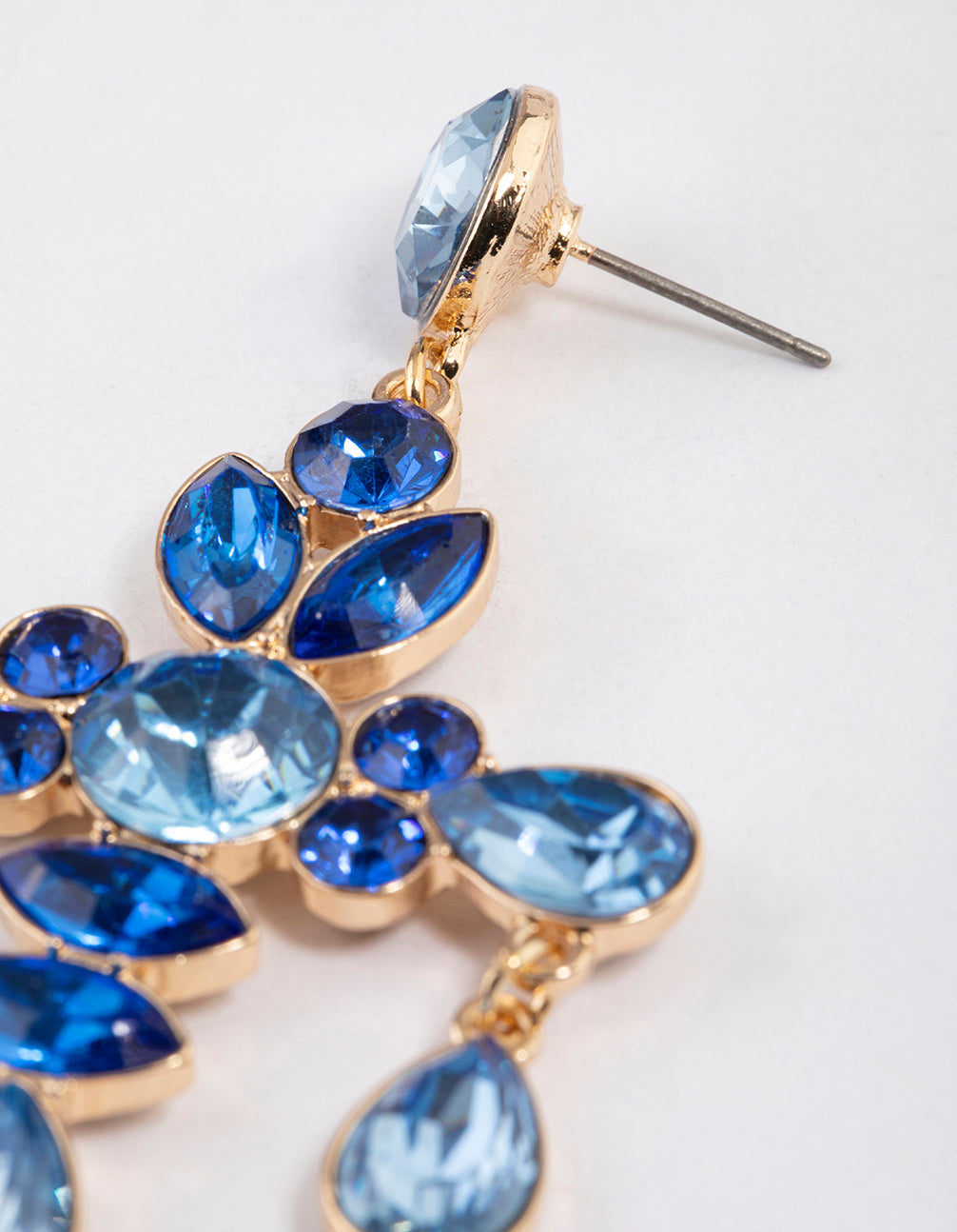 Gold Mixed Stone Cross Drop Earrings