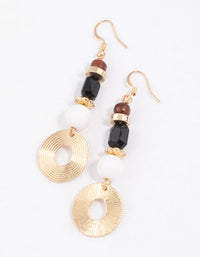 Gold Multi Beaded Open Disc Drop Earrings - link has visual effect only