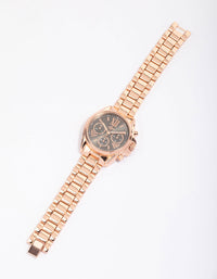 Rose Gold Coloured Chunky Triple Crown Watch - link has visual effect only