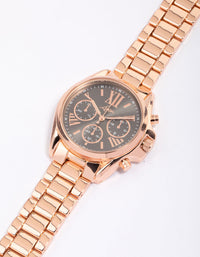 Rose Gold Coloured Chunky Triple Crown Watch - link has visual effect only