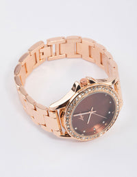 Rose Gold Plated Diamante Watch - link has visual effect only