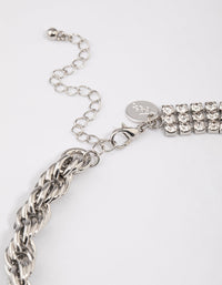 Rhodium Half Twisted Chain & Diamante Necklace - link has visual effect only