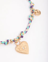 Gold Evil Eye Heart Pendant Bracelet - link has visual effect only