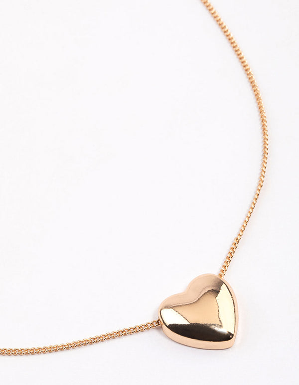 Gold Puffy Heart Necklace & Polishing Set