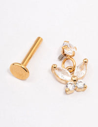 Gold Plated Titanium Cubic Zirconia Butterfly Drop Flat Back - link has visual effect only